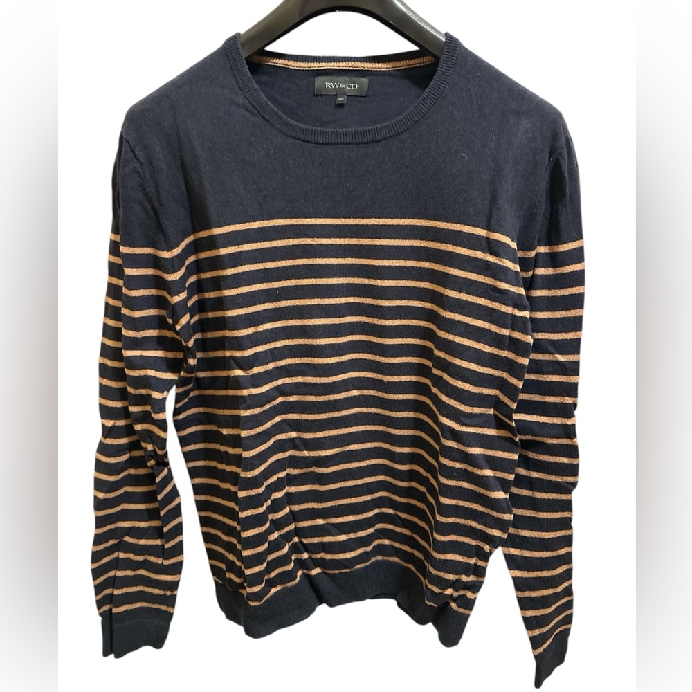 Navy and Honey Striped Light Sweater